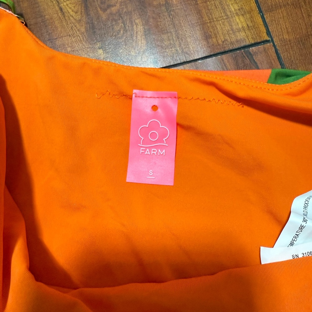FARM Rio Orange One-Piece with Pink Floral Ruffle - Picture 5 of 10